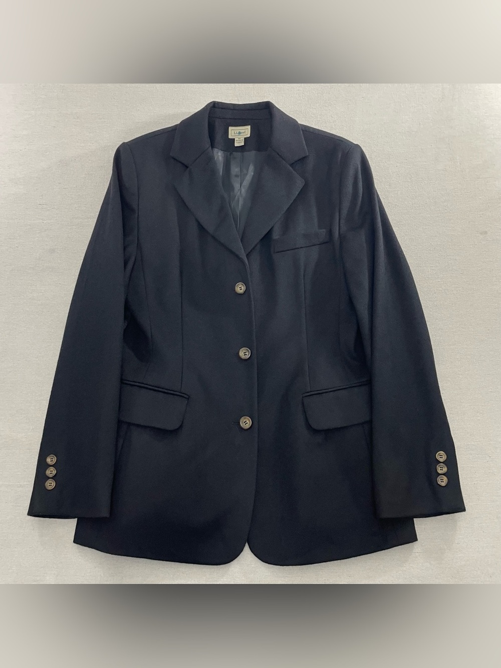 VTG LL Bean Women's 8R Wool Cashmere Black 3-Button Blazer Jacket 0 NK16